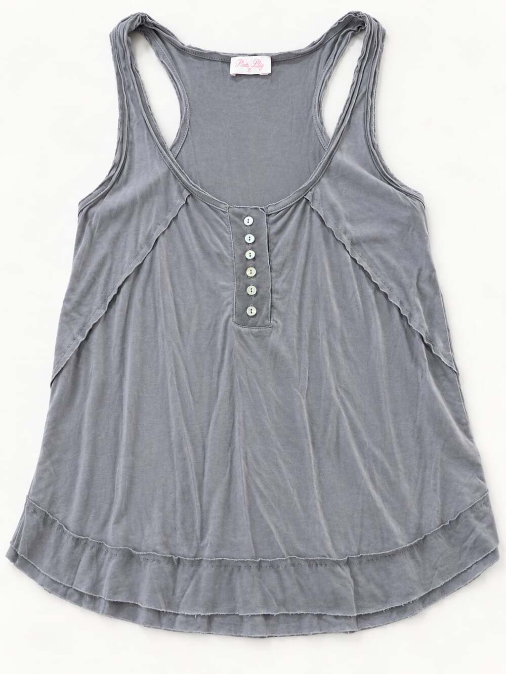 Pink Lily Gray Button Tank Top Size XS (r1)